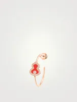 Wulu 18K Rose Gold Hoop Earring With Red Agate And Diamonds