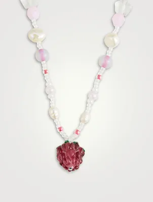 Bisous Beads x Fruit Assembly Beaded Raspberry Necklace