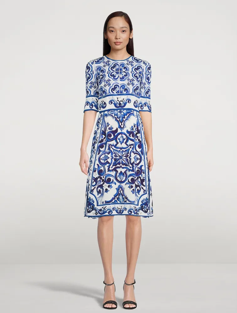 Charmeuse Midi Dress Majolica Print