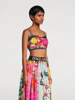 Silk Twill Crop Top Citrus Print