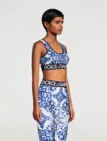 Logo-Band Sports Bra Majolica Print