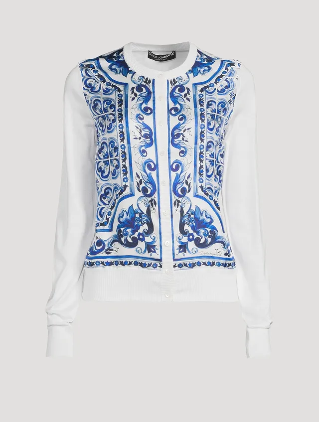 DOLCE & GABBANA Silk And Twill Cardigan In Majolica Print