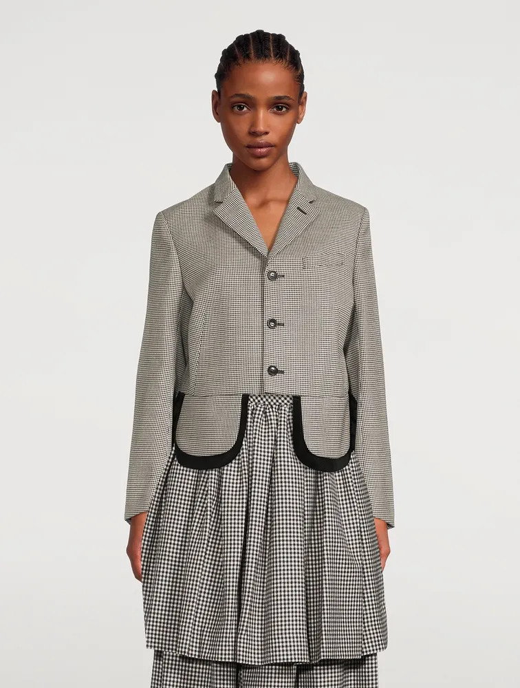 Wool Jacket Houndstooth Print