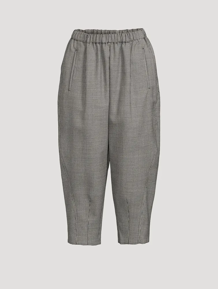 Tapered Wool Trousers Houndstooth Print