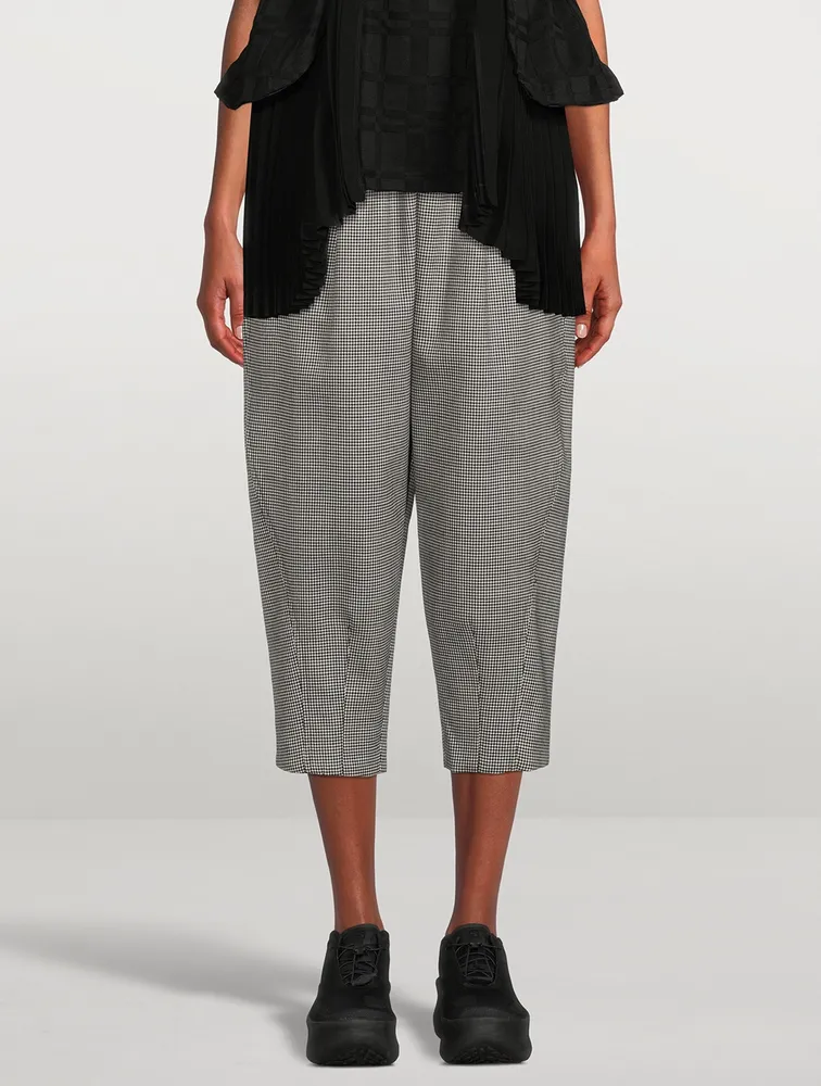 Tapered Wool Trousers Houndstooth Print