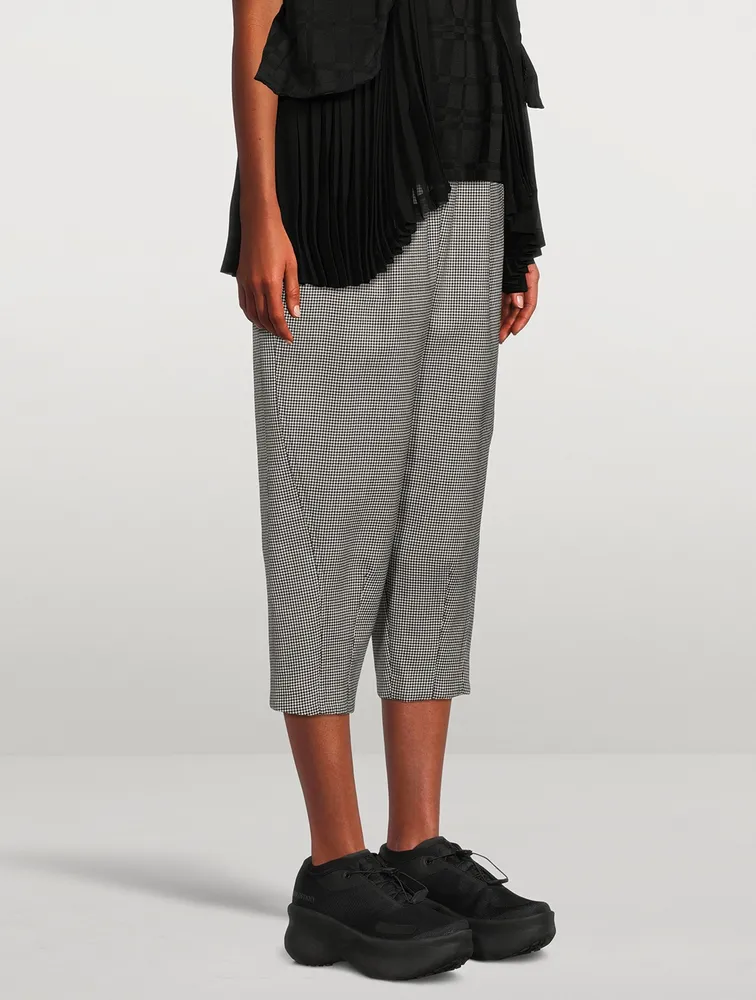 Tapered Wool Trousers Houndstooth Print