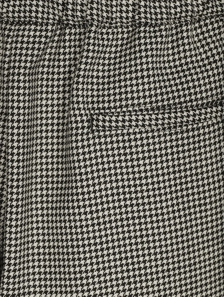 Tapered Wool Trousers Houndstooth Print