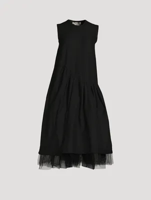 Tulle And Jersey Midi Dress