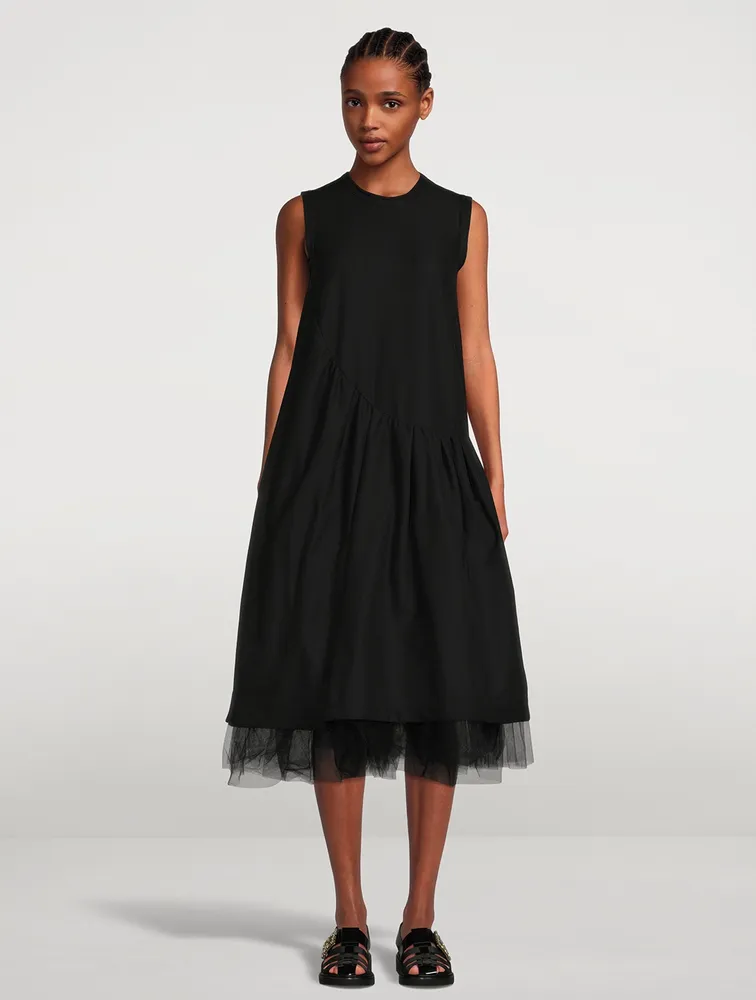 Tulle And Jersey Midi Dress