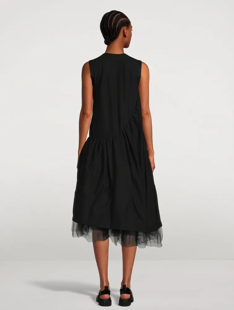 Tulle And Jersey Midi Dress