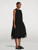 Tulle And Jersey Midi Dress