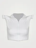 Mila Ruffle Zip-Front Crop Top