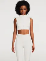 Mila Ruffle Zip-Front Crop Top