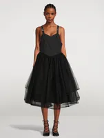 Tulle And Cotton Midi Dress