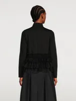 Cotton Turtleneck With Tulle Trim