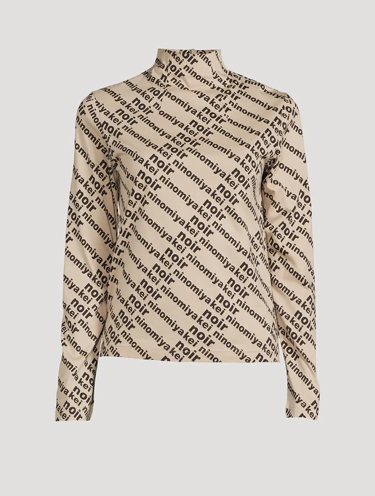 Cotton Turtleneck Logo Print