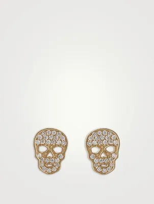 14K Gold Skull Stud Earrings