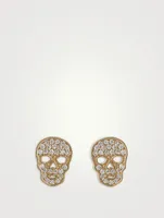 14K Gold Skull Stud Earrings