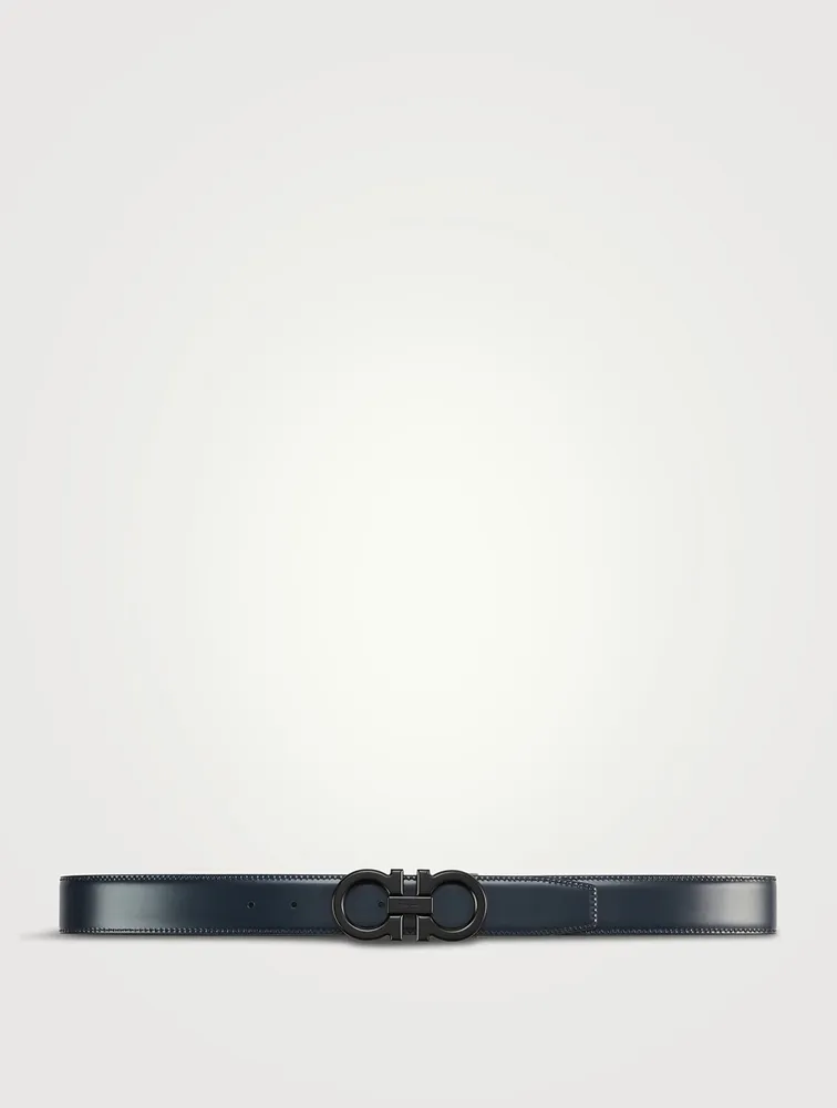 Reversible And Adjustable Leather Gancini Belt