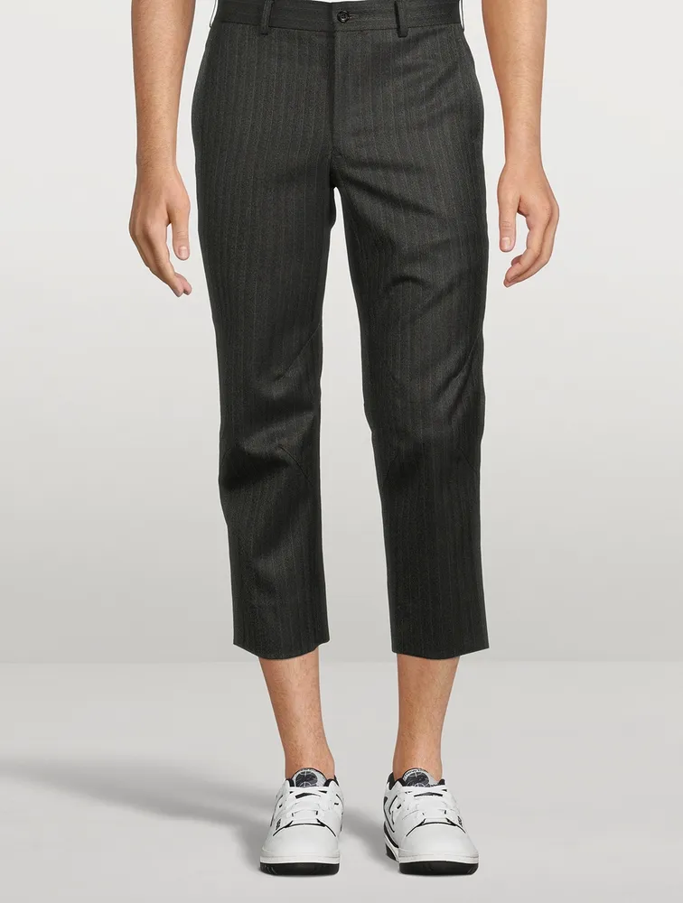 Wool Pinstriped Crop Pants