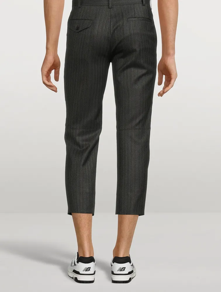 Wool Pinstriped Crop Pants