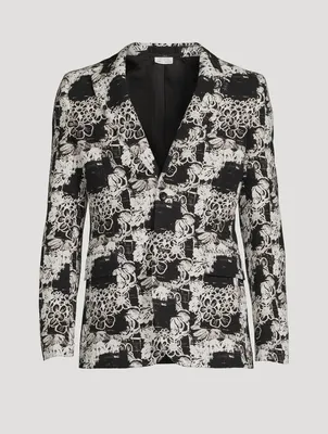Cotton Single-Breasted Jacket Floral Print