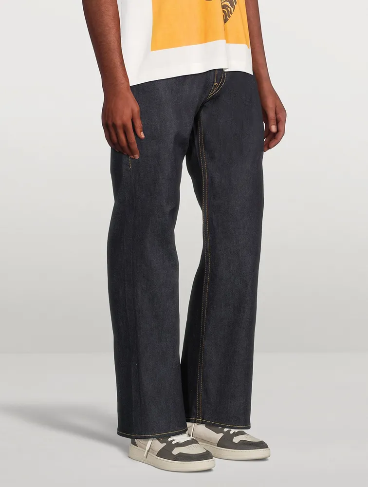 Cotton And Linen Straight-Leg Jeans