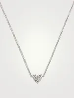 14K White Gold Diamond Heart Choker Necklace