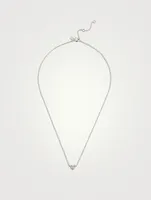 14K White Gold Diamond Heart Choker Necklace