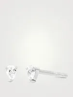 Mini 14K White Gold Diamond Pear Stud Earrings