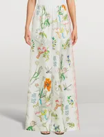 Silk Printed Wide-Leg Pants