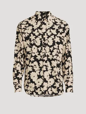 Cotton-Blend Shirt Floral Print