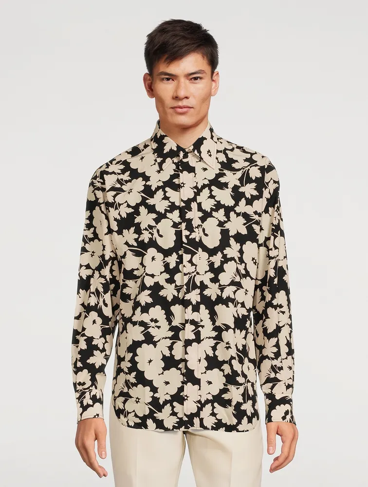 Cotton-Blend Shirt Floral Print