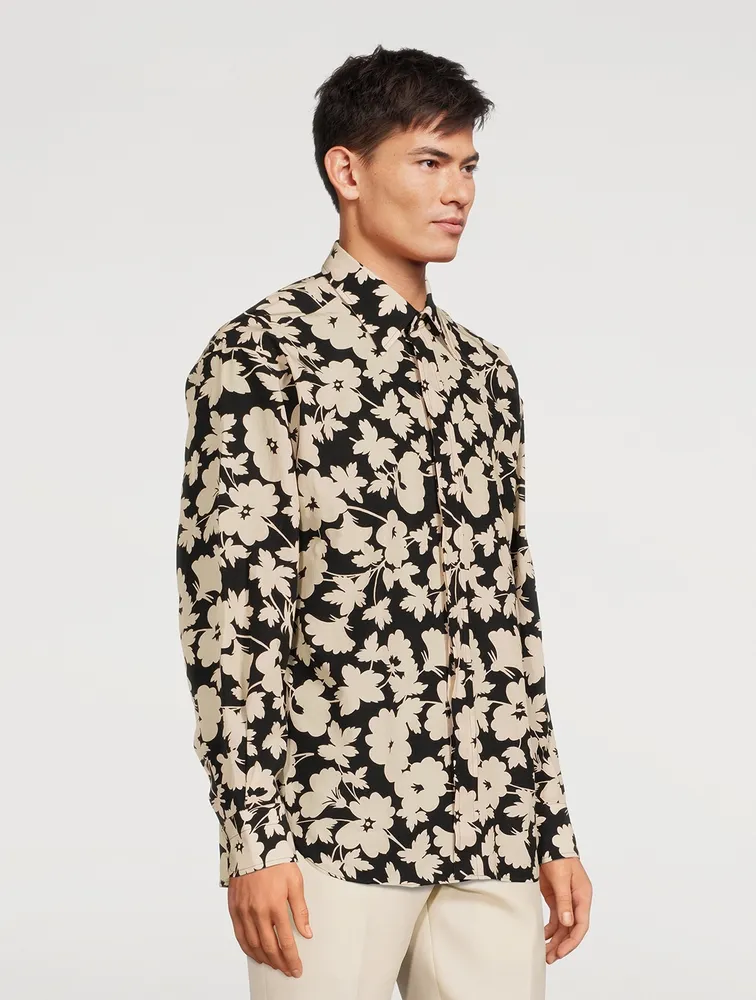 Cotton-Blend Shirt Floral Print