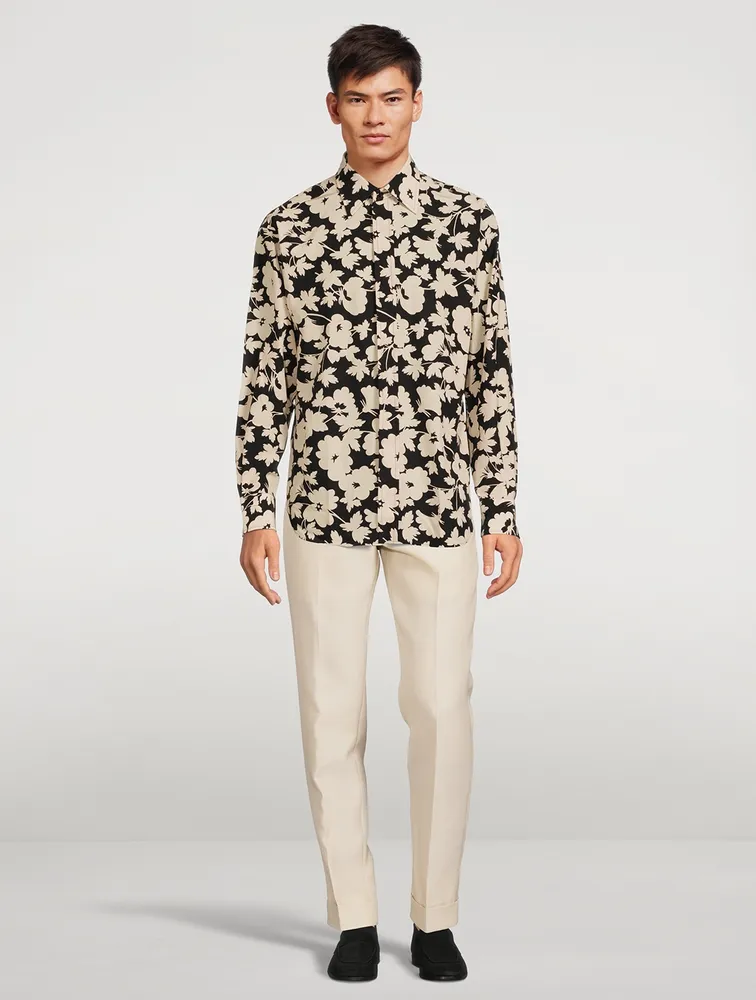 Cotton-Blend Shirt Floral Print