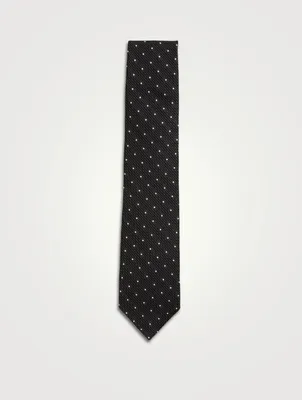 Silk Jacquard Tie In Dot Print