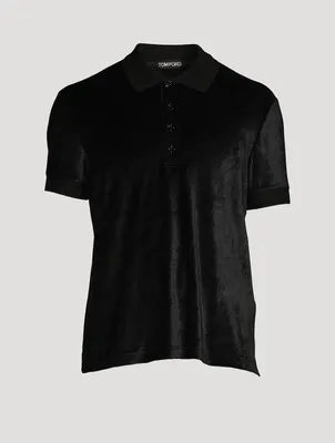 Velour Short-Sleeve Polo Shirt