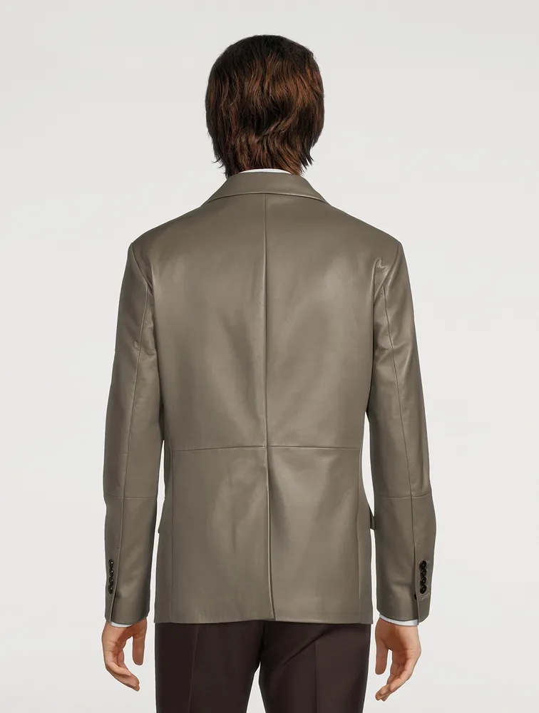 Leather Single-Breasted Jacket