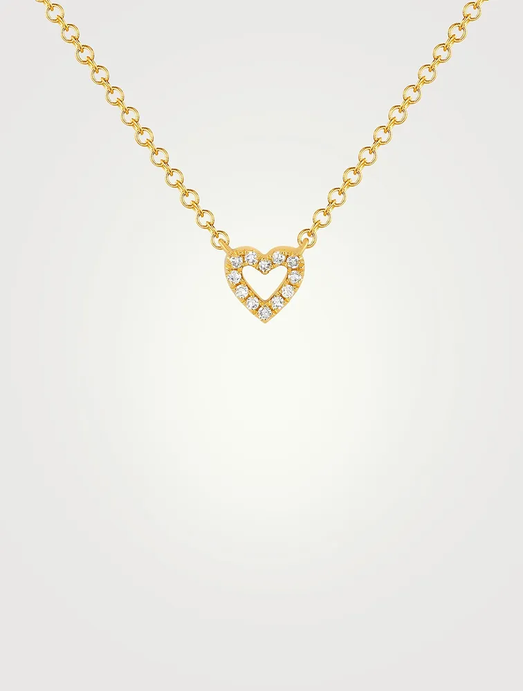 Baby 14K Gold Open Heart Pendant Necklace With Diamonds