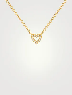 Baby 14K Gold Open Heart Pendant Necklace With Diamonds