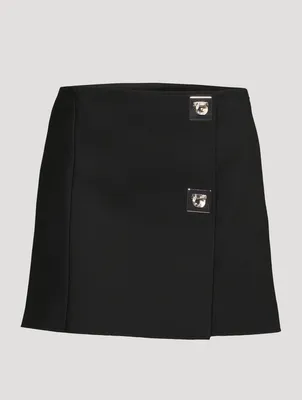 Wrap Mini Skirt with Buckles