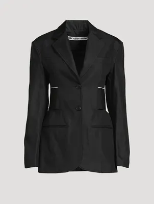 Logo-Elastic Cotton Blazer