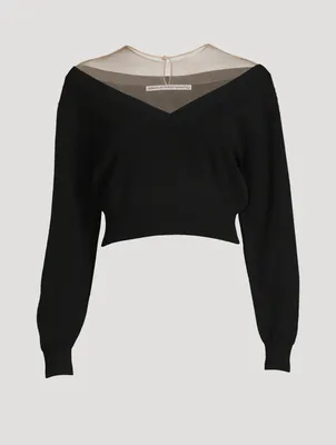 Illusion Tulle Cropped Sweater