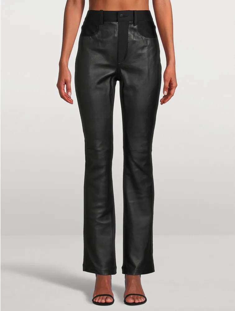 High-Waisted Leather And Jersey Trousers