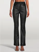 High-Waisted Leather And Jersey Trousers