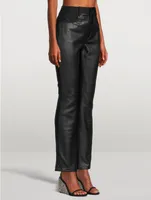 High-Waisted Leather And Jersey Trousers