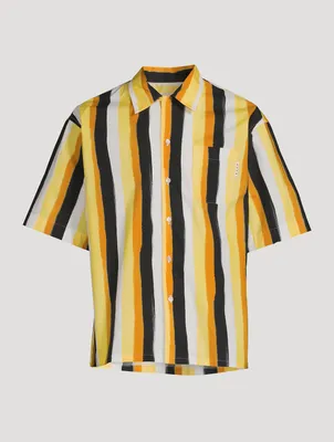 Cotton Bowler Shirt Striped Print