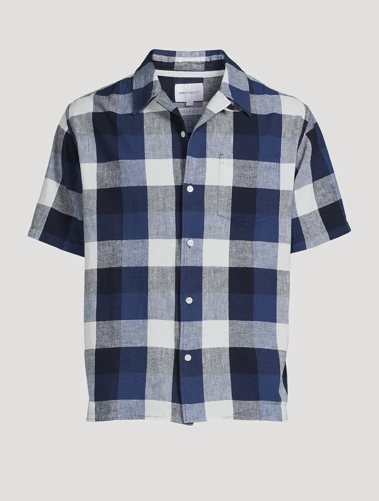 Carsten Cotton And Linen Shirt Check Print