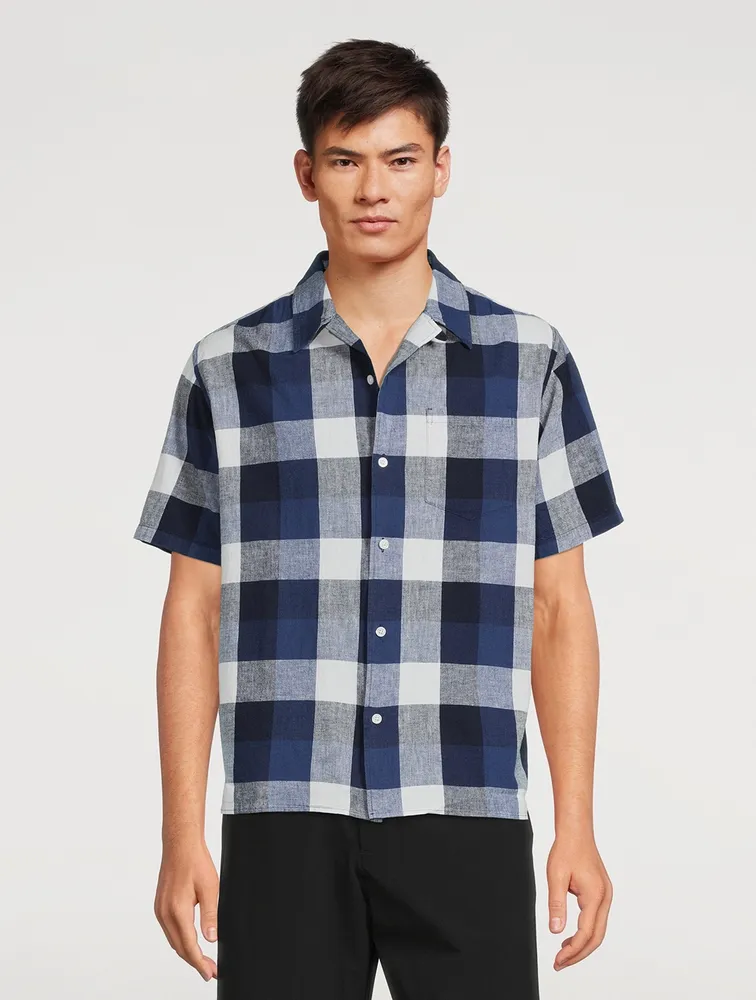 Carsten Cotton And Linen Shirt Check Print