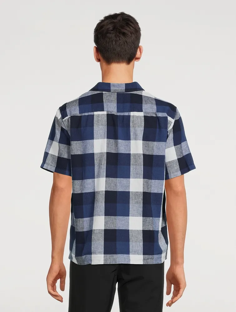 Carsten Cotton And Linen Shirt Check Print